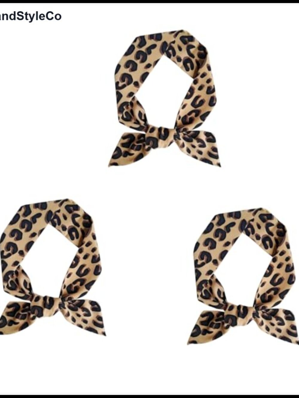 3 Pcs Leopard Neck Tie Skinny Scarf Hairband Purse Scarf Women's Fashion